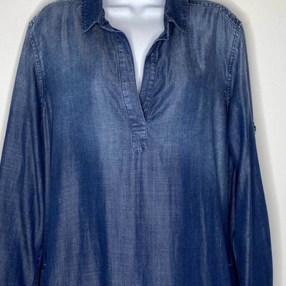 Anthropologie Cloth & Stone Dark Denim Shirt Dress - Picture 2 of 6